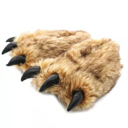 Wholesale Luxury Fluffy Paw AntiSlip Brown Plush House Indoor Slippers Men Animal Plush Home Bedroom Claw Slides Women Sandals