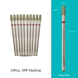 HYTOOS 10pcs/pack Short Tapered Diamond Nail Drill Bits 3/32 Manicure Drills Cuticle Burr Nails Accessories Tools