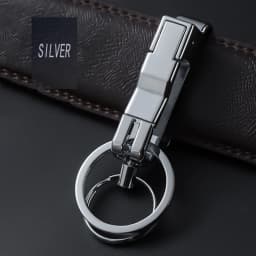 High-End Metal Men Waist Hanging Double Ring Keychain Can Be Interspersed With Belt Creative Simplicity Car Key Chain Key Ring