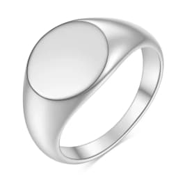 Women Signet Ring Polished Seal Chunky Oval Width Ring Stainless Steel Simple Punk Fashion Jewelry Accessories