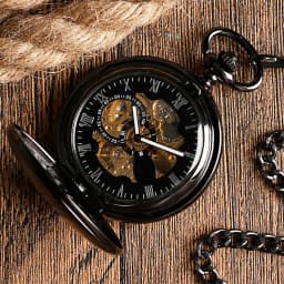 Polishing Smooth Silver/Black/Bronze Self Winding Mechanical Pocket Watch Hollow Circle Cover Retro Automatic Pendant Timepiece