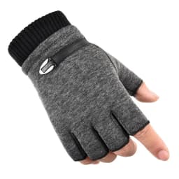 Winter Gloves Men Fleece Warm Half Finger Gloves Stretch Fingerless Mittens for Man Male Outdoor Bicycle Driving Gloves