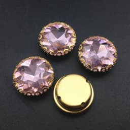 All size round glass Crystal Gold base lacy claw flower flat top shape Sew on rhinestone wedding dress bags shoes decoration diy