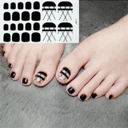 22Tips/Sheet Nail Sticker Adhesive Toenail Art Polish Tips French Glitter Sequins Nail Wraps Strips Easy Toenail Sticker