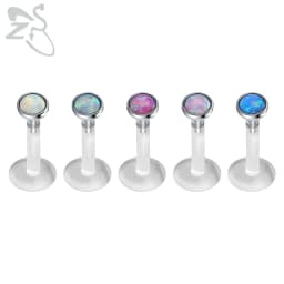 ZS 5Pcs/lot 16G Clear Bioflex Lip Labret Piercing Set Crystal Monroe Lip Stud Star Heart Ear Tragus Helix Cartilage Piercings