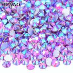 JUNAO 100 Gross Wholesale SS6 8 10 12 16 20 30 AB Glass Rhinestone Bulk Flatback Crystals Round Nail Strass Stone For DIY