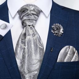 Classic Wedding Ascot Tie For Men Yellow Gold Red Paisley Floral Scarf Neck Tie Brooch Pin Set Cravat Ascot Tie For Banquet
