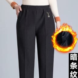 Oversized 8XL Stretch waist Winter Trousers Middle-aged Clothing Loose Plus velvet Thick Female Pants Casual Granny Trousers
