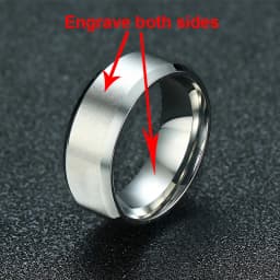 Vnox Personalize Stainless Steel Beveled Edge Brushed Center Ring for Men Women Black Wedding Band Custom Name Letter Date Ring