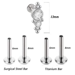 1PC G23 Titanium&Steel 16G CZ Gem Triangle Labret Lip Ring Crystal Cluster Ear Cartilage Tragus Helix Piercing Screw Fit Top 16g