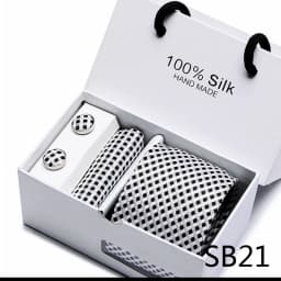 Brand 100% Silk Ties Gift box Office Men Classic Party Wedding striped 7.5cm Silk Wedding Floral Tie Necktie Handkerchief Set
