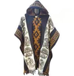 Spring Autumn Men Poncho Shawl Jackets Retro National Pattern Printed Knitting Women Hooded Coats Ladies Sleeveless Cape Outwear