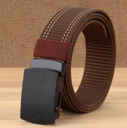 3.8cm outdoor nylon belt, black alloy automatic buckle, all-match striped men's belt, sports breathable