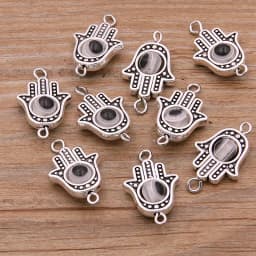 10PCS 13*22mm Fatima Hamsa Hand 10 Color Evil Eye Spacer Bead Connector For DIY Bracelets Necklace Jewelry Handmade Making