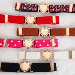 Kids Heart Buckle-Free Elastic Belt Adjustable Stretch Canvas Belt Boys Girls Casual Jeans Pants Dresses Children Belts