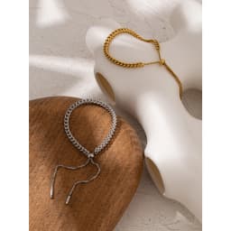 Yhpup Minimalist Chain Stainless Steel Bracelet Statement 18K Gold Color PVD Plated Metal Trendy Jewelry Waterproof