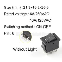 5Pcs KCD1 4Pin 6Pin 6A 250VAC 10A 125VAC 21X15mm Snap Rocker Switch ON OFF ON Interruptor Reed Interupteur Schakelaar