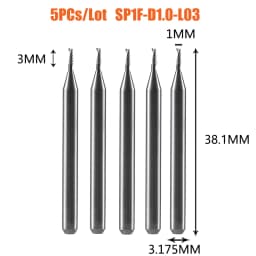 Dreanique 5pc/lot Single Flute Spiral End Mill CNC 3D Advertisement Engraving 1 Flute Bit for wood Acrylic Aluminum Plastics Cut