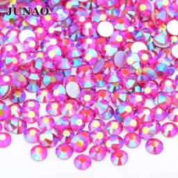 JUNAO 100 Gross Wholesale SS6 8 10 12 16 20 30 AB Glass Rhinestone Bulk Flatback Crystals Round Nail Strass Stone For DIY