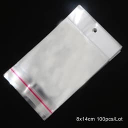 100pcs Transparent Self Adhesive Plastic Storage Bag OPP Poly Pack Bag With Hang Hole Retail Packaging Pouches Beads Jewelry Bag