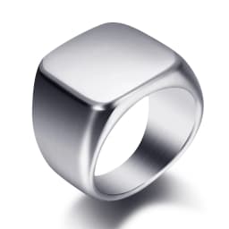 Initial Engrave Custom Rings For Men Stainless Steel Male Signet Blank Jewelry Ring Band High Polished Silver Tone U.S.Size