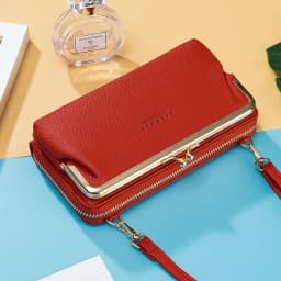 Women Mini Shoulder Bag Soft PU Leather Small Purse Long Money Wallet Mobile Phone Multifunction Credit Card Holder For Girls