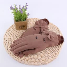Winter Female Single Layer Warm Cashmere Full Finger Button Cycling Mittens Women Suede Leather Touch Screen Driving Gloves J23