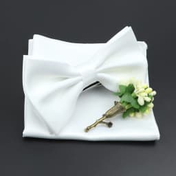 Mens Wedding Bow Tie Brooch Set Romantic Solid Color Silk Polyester Jacquard Woven Bowtie Lapel Pin Hanky Men Gifts Accessories