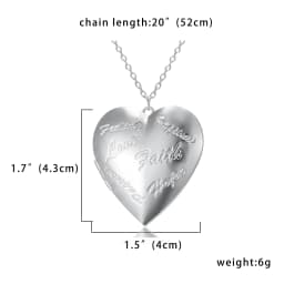 Gold Plated Heart-shaped Pendants Can Openable Photo Frame Love Faith Hope Locket Pendant Necklace Family Jewelry Gift