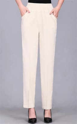 Women's Trousers Spring Summer Stretch Waist Cotton Pants Middle And Old Lady Solid Casual Pants 5XL W1841