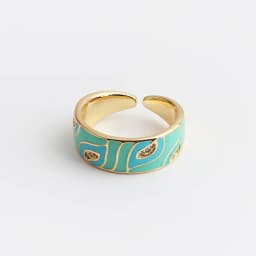 New Design Butterfly Flower Butterfly Enamel Adjustable Wide Band Rings For Women Vintage Open Ring Colorful Jewelry
