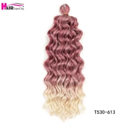 18-24 Inch Ocean Wave Crochet Braid Hair Hawaii Afro Curls Natural Synthetic Braiding Hair Extensions Pink 613 Hair Expo City