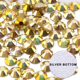 Crystal Metal Sunlight Flatback Rhinestone Shiny Yellow Hotfix Strass Glitter Stones Iron on Garment Decoration Accessories