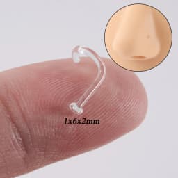 1PC Glass Nose Stud Transparent Glass Straight Nose Ring Retainer Holder Nose Hoop Ring Body Piercing Jewelry