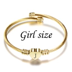 Lovely Kids Initial Bracelets Stainless Steel Tiny Letter Personalized Gift For Baby Gold Color Heart Custom Bangles Handmade Gi