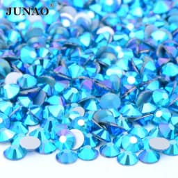 JUNAO 100 Gross Wholesale SS6 8 10 12 16 20 30 AB Glass Rhinestone Bulk Flatback Crystals Round Nail Strass Stone For DIY