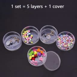 1 Set 5 Layer Cylinder Stackable Bead Containers Plastic Round Clear Storage Jar Box for Beads Buttons Crafts Small Item