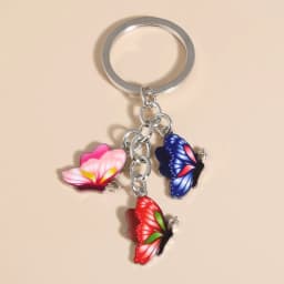 Cute Keychain Colorful Butterfly Key Ring Enamel Flying Animals Key Chains For Women Girls Handbag Accessorie Handmade Jewelry