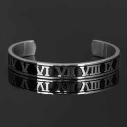 New Design Cuff Bracelet Bangle Stainless Steel Bracelet Enamel Carving Roman Numeral Couple Roman Bangle For Men Women Jewelry