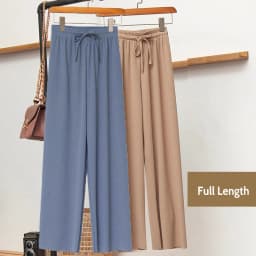 Slacks Women's Loose Summer Pants Soft Ice Silk Ankle-Length Black Wide Leg Pants Grey Khaki Women High Waisted Trousers
