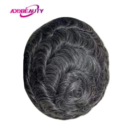 Men Toupee Full PU 0.12-0.14cm ISKIN With Knots Men's Capillary Prosthesis Real Indian Human Hair Wig Wave Straight Hairpiece