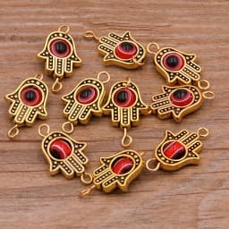 10PCS 13*22mm Fatima Hamsa Hand 10 Color Evil Eye Spacer Bead Connector For DIY Bracelets Necklace Jewelry Handmade Making