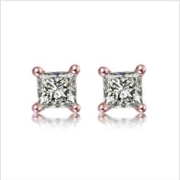 IOGOU 925 Sterling Silver Stud Earrings For Women 4-Claws Square Zirconia Earring Wedding Engagement Bridal Diamond Jewelry Gift