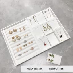 Classic White PU Leather Necklace Ring Earring Holder Jewelry Tray Series Jewelry Disply Jewellery Organizer Box