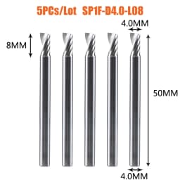 Dreanique 5pc/lot Single Flute Spiral End Mill CNC 3D Advertisement Engraving 1 Flute Bit for wood Acrylic Aluminum Plastics Cut
