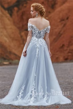 Off the Shoulder Short Sleeves with Lace Applique Crystals A-line Black Wedding Dress Sweep Train Sexy Bridal Dress