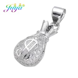 Juya DIY Jewelry Components Cz Paved Glitters Locket Heart Key Charm Pendant Accessories For Women Fashion Jewelry Making