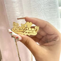 Double Layers Nameplate Necklace Two-Color Custom Letters With Cartoon Character Pendant Hip-hop Women Necklace For Gift