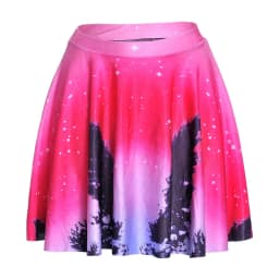 Women's Blue Starry Sky Galaxy Printed Cheering Squad Tutu Skater, Mini Pleated Skirt, Sexy Girl, New Summer