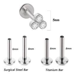 1PC G23 Titanium&Steel 16G CZ Gem Triangle Labret Lip Ring Crystal Cluster Ear Cartilage Tragus Helix Piercing Screw Fit Top 16g